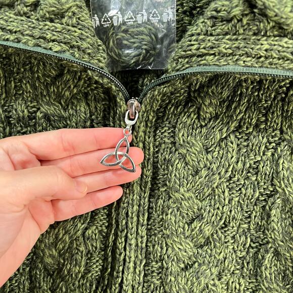 Aran Craft Merino Wool Zip-Front Cardigan with Pockets Meadow Smeen Size Medium - Picture 7 of 7